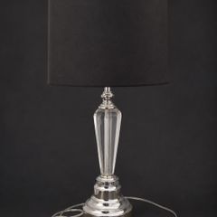 Modern Crystal & Chrome Table Lamp with Black Shade