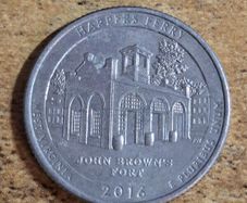 USA, Quarter Dollar 2016 West Virginia - Harpers Ferry - free standard postage