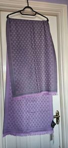 Gucci GG Logo Wool Scarf in Purple and Grey