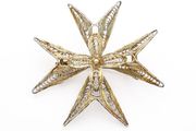 Vintage Sterling Silver Filigree Malta Cross Brooch