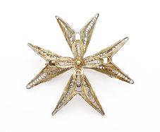 Vintage Sterling Silver Filigree Malta Cross Brooch