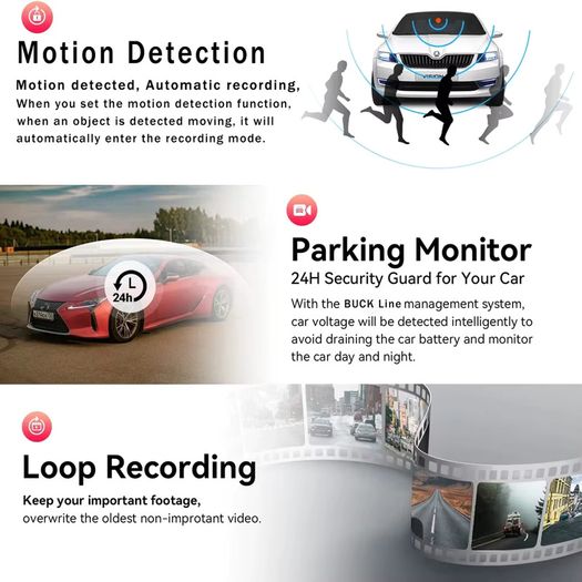 1080P 2 Lens Dash Cam Car DVR Interior Vehicle Camera Mini Recorder Video Registrator Dashcam Three Way Camcord