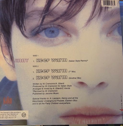 Jinny Keep Warm Remix 1991 UK 12inch Vinyl Italian Style Remix