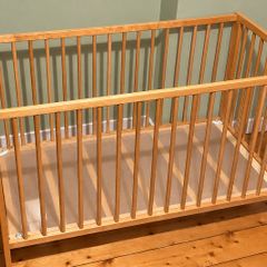 Large Wooden Baby Cot | Natural Wood | Great Condition