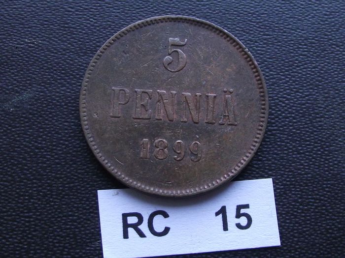 1899 Finland. Nicholas II. 5 Pennia Good condition!