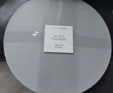 Sets of 4 circular placemats. Grey / duck egg.
