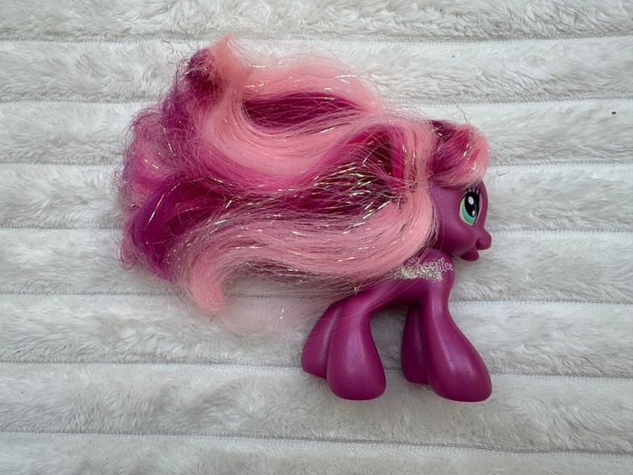My Little Pony Cheerilee Ponytails 2008 Purple Pink Brushable approx. 10 cm. Used Please see photos