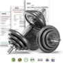 20kg Cast Iron Adjustable Dumbbell Set Hand Weight with Solid Dumbbell Handles Changed into Barbell Handily Perfect for Bodybuilding Fitness Weight Lifting Training Home Gym (FREE POSTAGE) Image 4
