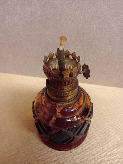 Vintage Amber Glass Oil Lamps  / 1960s