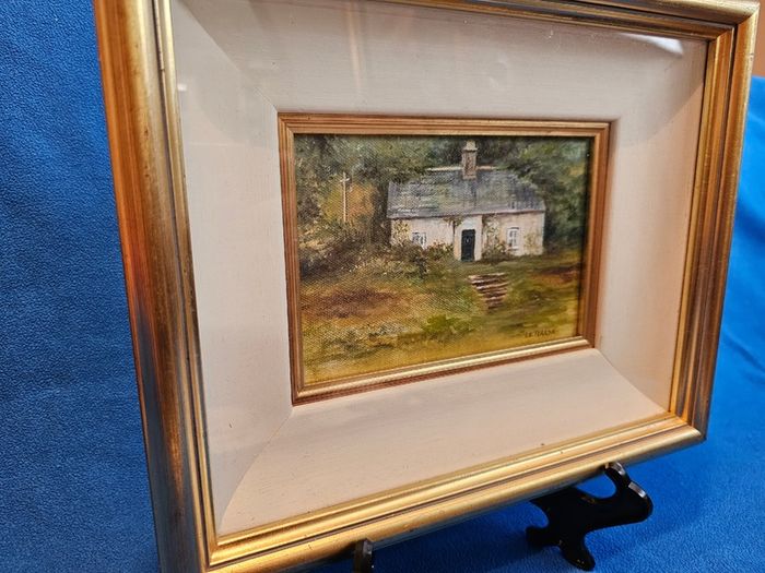 Original oil painting by Liz Fearon - likely titled "Abandoned Cottage, Killadoon"