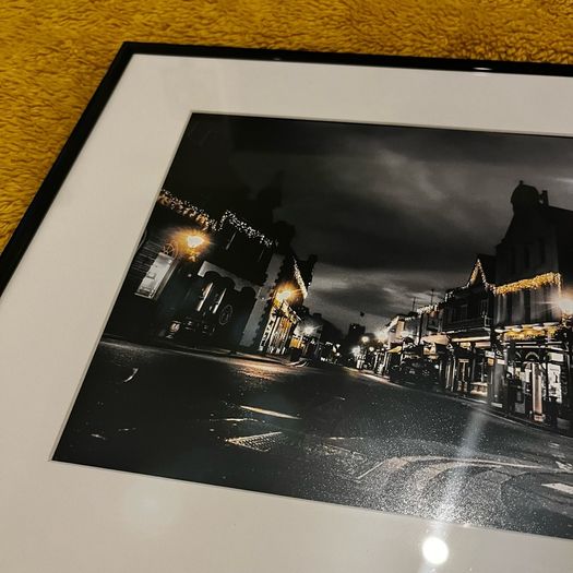 Black and Yellow Dalkey Printed Photograph from Dublin in a Black Frame on a High Quality White Mount
