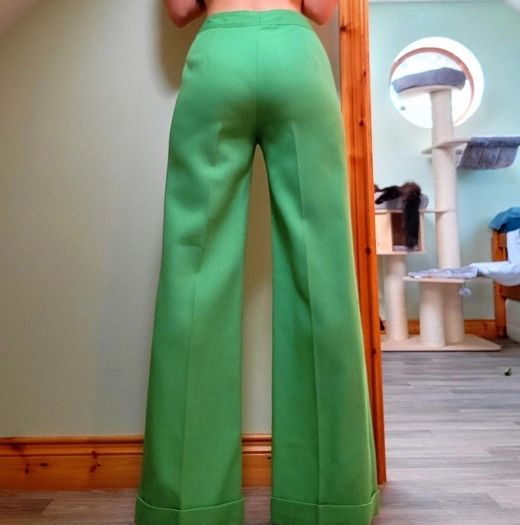 1960s Vintage Fusalp bright green wide leg tailored trousers