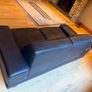 Designer Navy Leather Seater Sofa Excellent Condition Image 2