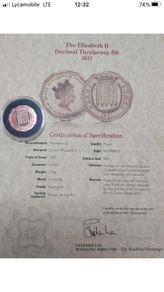 Proof 2021 9ct Rose Gold Elizabeth II Threepence With COA