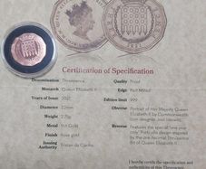 Proof 2021 9ct Rose Gold Elizabeth II Threepence With COA