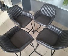 4 Grey high Stool leather chairs