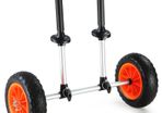 Heavy Duty Kayak Cart, 280lbs Load Capacity, Detachable Canoe Trolley Cart with 10'' Solid Tires, Adjustable Width & Top Foam Protection, for Kayaks with Drain Holes of 2.54mm and Above