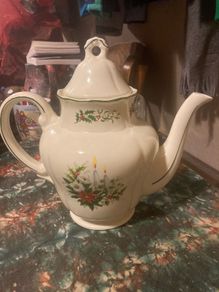 Large vintage Christmas teapot