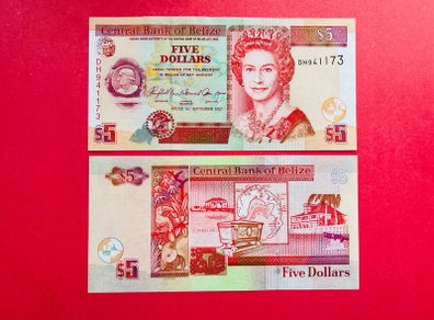Belize   5. Dollars  2007   Pick  67c. ( Uncirculated )