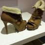 Worn Once. Shearling, open toe tan boot. Image 3
