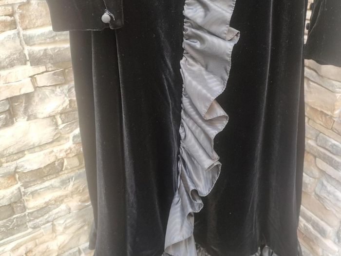 Vintage 80s black velvet ruffle dress size XS or Small postage included