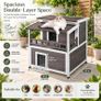 Outdoor Cat House Weatherproof 2 Storey Wooden Feral Cat Shelter with Balcony Image 3