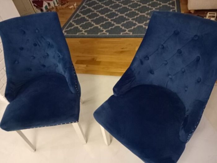 2 Blue Velvet Chairs