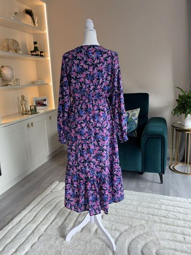Ladies Long-sleeved Purple & Pink Floral Dress from Vila Size: UK 12 / EU 40
