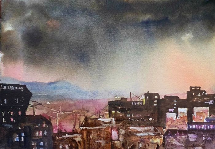 India scenes watercolour
