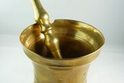 Antique Brass Pestle &amp; Mortar, Small Bell-Shaped Apothecary Style 8.5cm Tall.