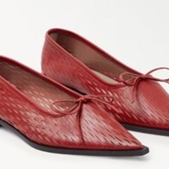 Cos Atelier Red Leather Flats
