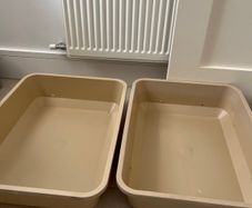 2x Large Beige Plastic Trays