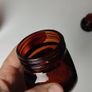 351 - Set of 3 Vintage Collectible Decorative Amber Glass Marmite Jars Image 8