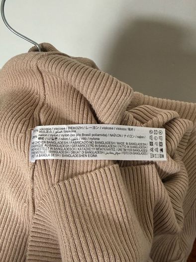 Zara beige ribbed knit turtleneck dress