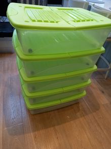 Plastic Storage Box Stackable with rollers X 5