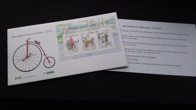 Ireland Stamps : Transport In Ireland Series " Cycles " Mini Sheet , First Day Cover - 1991