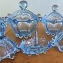 Vintage Dressing Table Set Dresser Glassware Blue Bubble Mid Century Retro 1950s Image 10