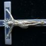 Antique pectoral cross crucifix ebony wood inlay - skull with crossbones Image 3