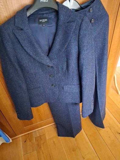 Stunning Hobbs Fully Lined Pure Wool Navy Trouser Suit 10-12