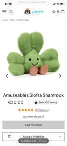 New JELLYCAT Amuseable Siofra Shamrock