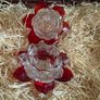 Pair of Newgrange Living glass tealight candle holders in a red flower design Image 6