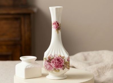 Vintage Denton Bone China England Floral Bud Vase