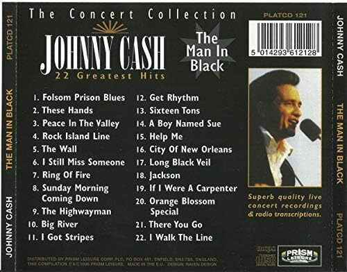 Johnny Cash. The Man In Black. 22 Greatest Hits. CD. Free Postage!