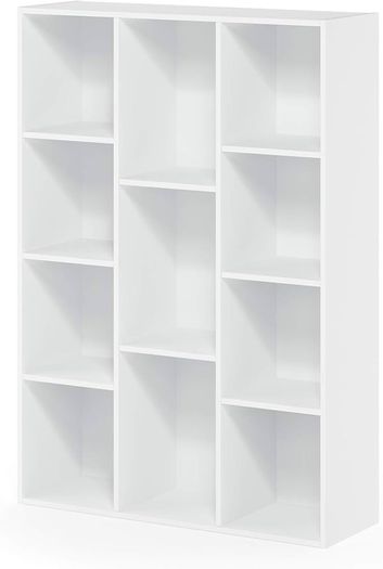 11-Cube Reversible Open Shelf Bookcase, White
