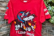 FIM Trial World Championship T-shirt  Front and back print's  Size medium  Great condition  Prints on the sleeves  Perfect for any motor cycle enthusiast
