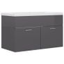 Sink Cabinet with Built-in Basin High Gloss Grey Chipboard Image 4