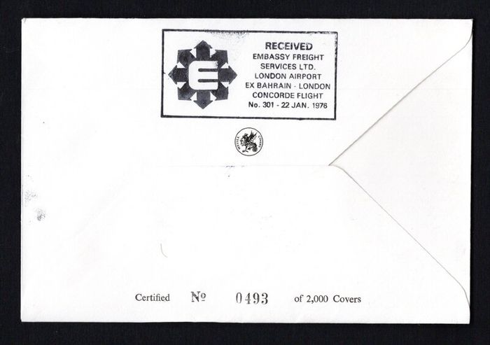 1976 Bahrain Inaugural Concorde Flight London (Heathrow)  to Bahrain (International) of 22nd January 1976 with multiple cancels both front and back