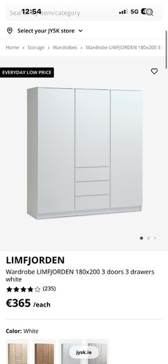 Wardrobe, Used to big for the bedroom. Only one year old. Can have it dissembled or if buyer would like to dismantle themselves more than welcome