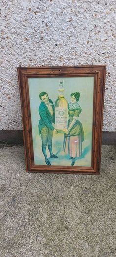 framed advertising Alderdice & Duncan ,newery ireland irish whiskey, few marks on picture,sold as seen ,nice in any home bar or man cave pub restaurant etc,,cme from closed down pub, abit faded etc ,see pictures for condition, sold as seen