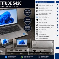 Dell Latitude 5420 14inch Business Laptop | Intel Core i5 11th Gen | 24GB RAM | Windows 11 Pro